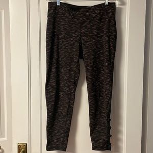 Ideology Size L Black Space Dye Workout Leggings Mesh Side Panels Athletic Activ